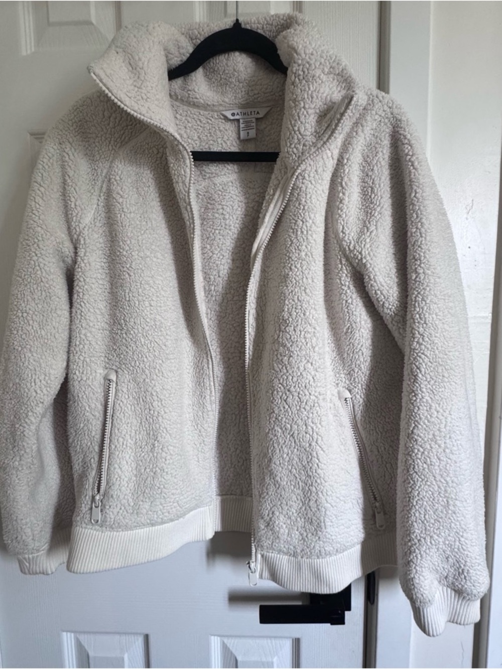 Athleta Cream Plush Sherpa Zip Jacket
